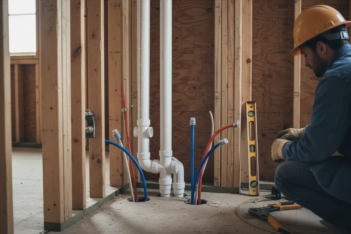 Drain and supply rough-in during Leak Detection in Kennesaw